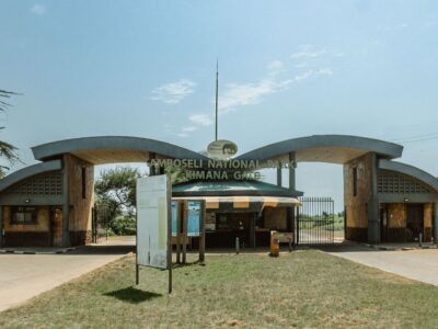 Photograph of the entrance leading into Amboseli National Park, Kenya