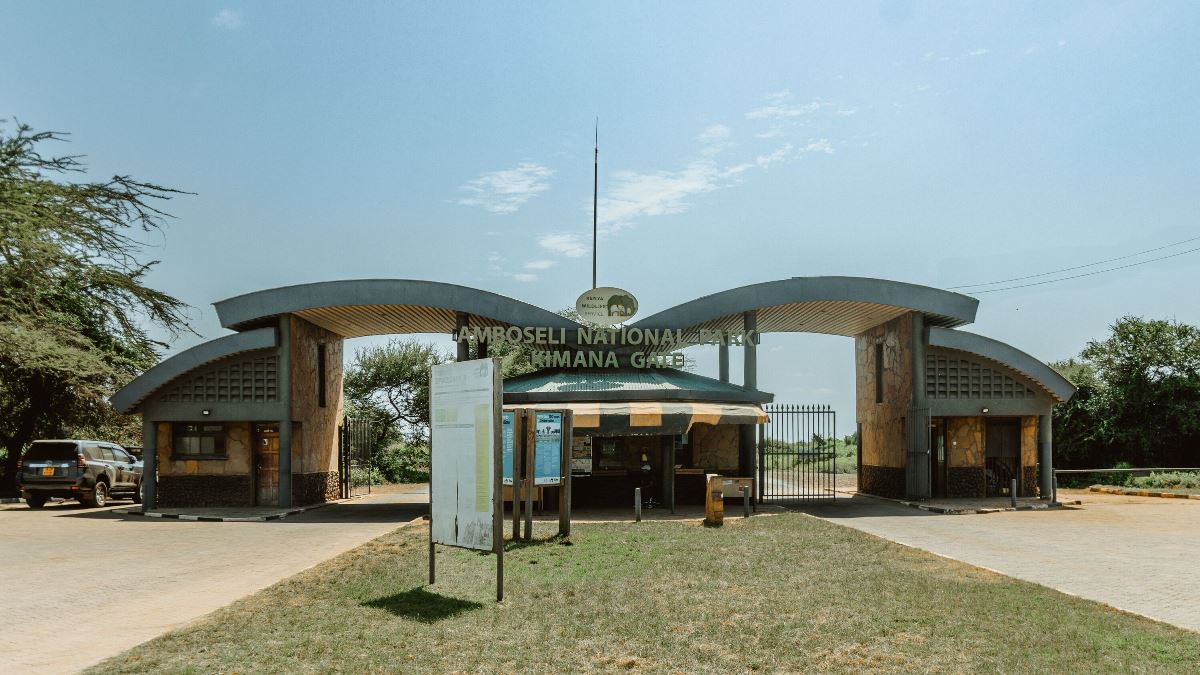 Photograph of the entrance leading into Amboseli National Park, Kenya