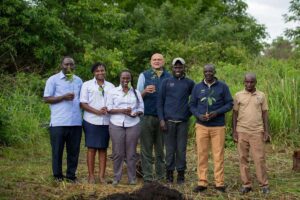 Photograph taken during a tree planting session in Kyambura in Western Uganda