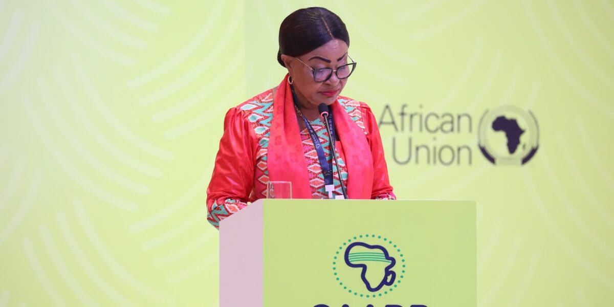 Photograph of H.E. Amb. Josefa Sacko Commissioner for ARBE taken during the CAADP Extra-ordinary Summit 2025 at the Munyonyo Commonwealth Resort and Conference Centre, Kampala in Uganda