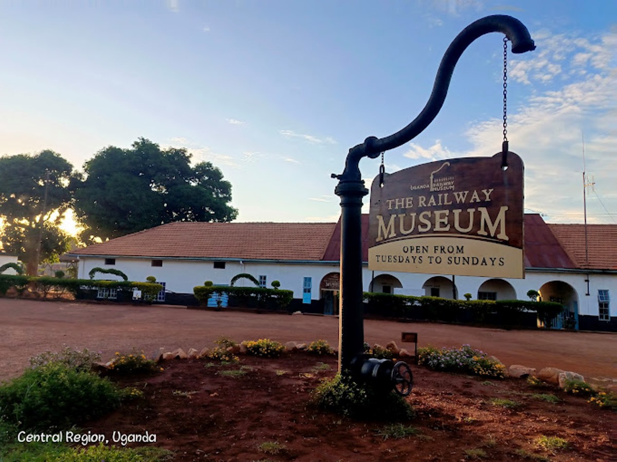 Photograph of a sign post at the Uganda Railway Museum taken during a tour to the Uganda Railway Museum in Jinja, Uganda