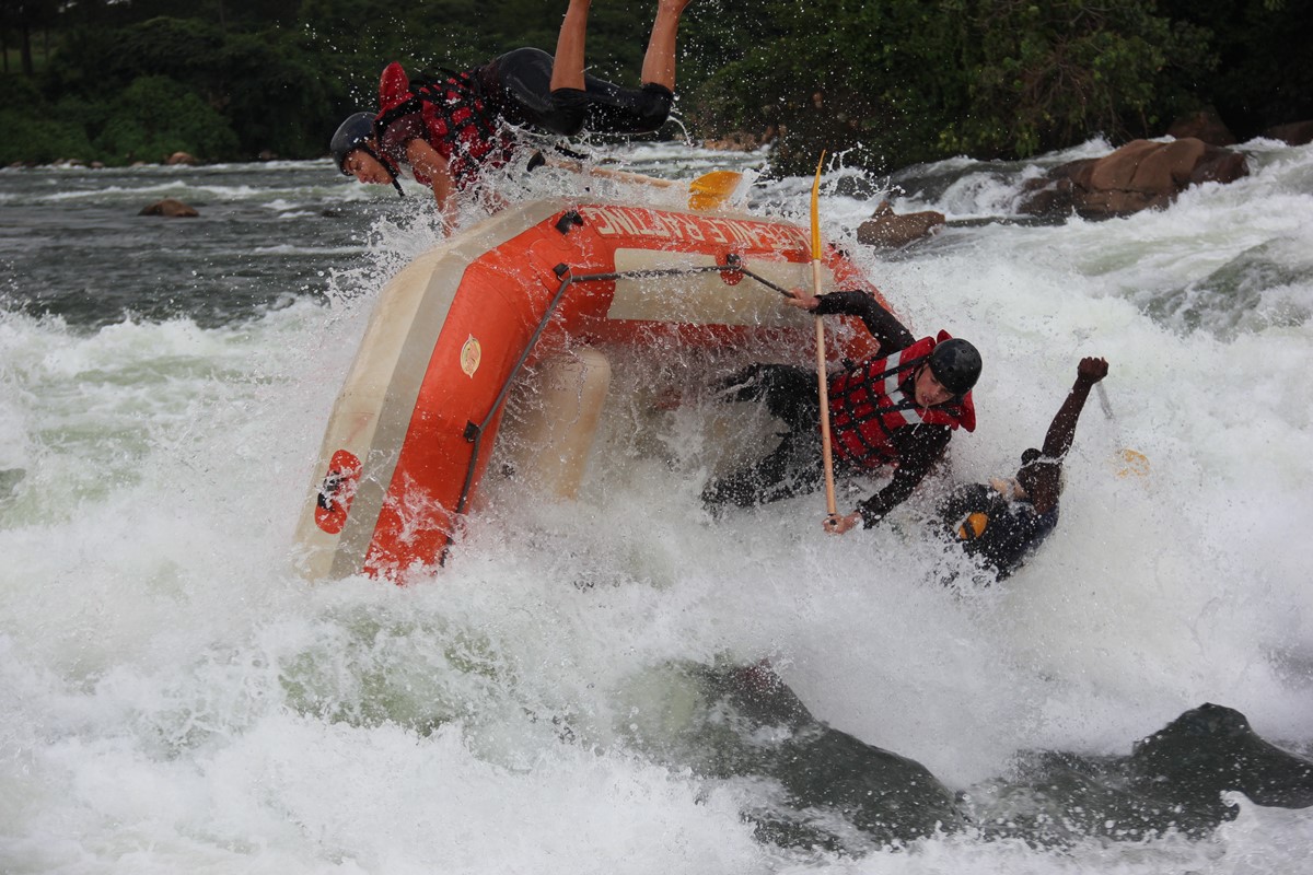 Photograph taken during a White Water Rafting adventure on the Nile River in Jinja, Uganda