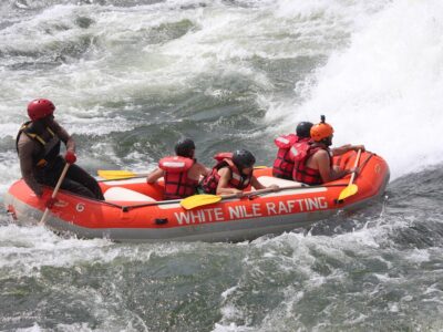 Photograph taken during a White Water Rafting adventure on the Nile River in Jinja, Uganda