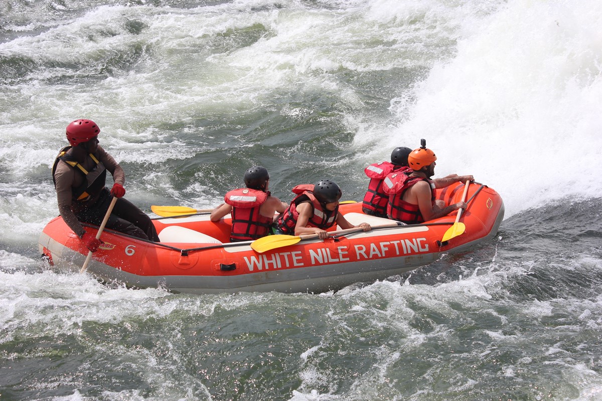 Photograph taken during a White Water Rafting adventure on the Nile River in Jinja, Uganda