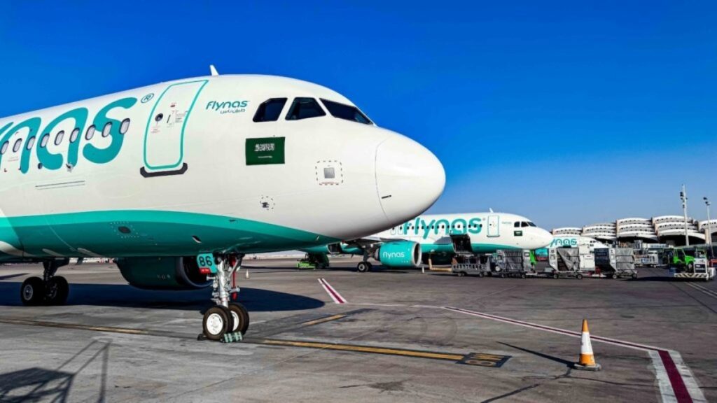 Photograph of one of the Flynas aeroplanes. January 15, 2025, marked a significant milestone for Flynas Uganda with its inaugural flight from Riyadh to Entebbe