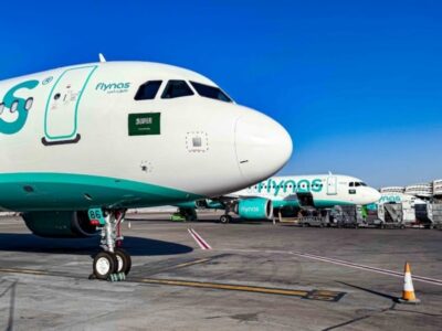 Photograph of one of the Flynas aeroplanes. January 15, 2025, marked a significant milestone for Flynas Uganda with its inaugural flight from Riyadh to Entebbe