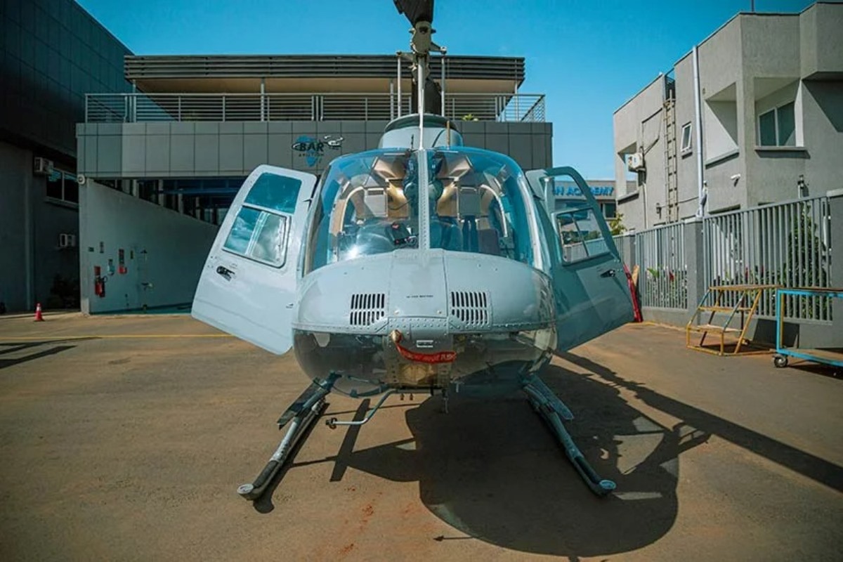 Photograph of the B206 Jet Ranger taken from BAR Aviation located in Entebbe, Uganda