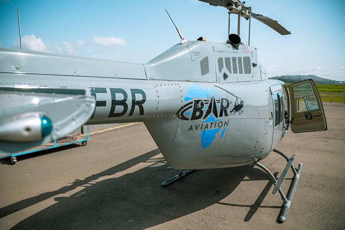 Photograph of the B206 Jet Ranger taken from BAR Aviation located in Entebbe, Uganda