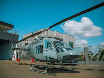 Photograph of the B206 Jet Ranger taken from BAR Aviation located in Entebbe, Uganda