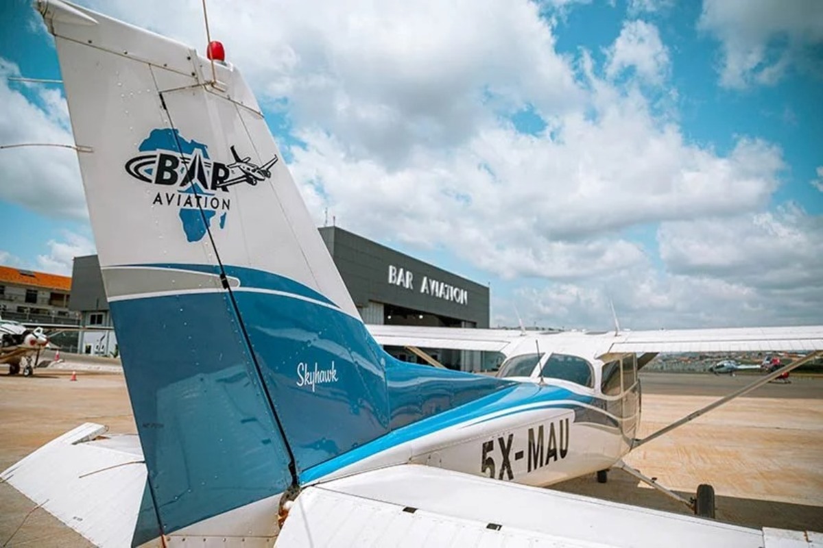 Photograph of the Cessna-C-172 aircraft taken from BAR Aviation in Uganda