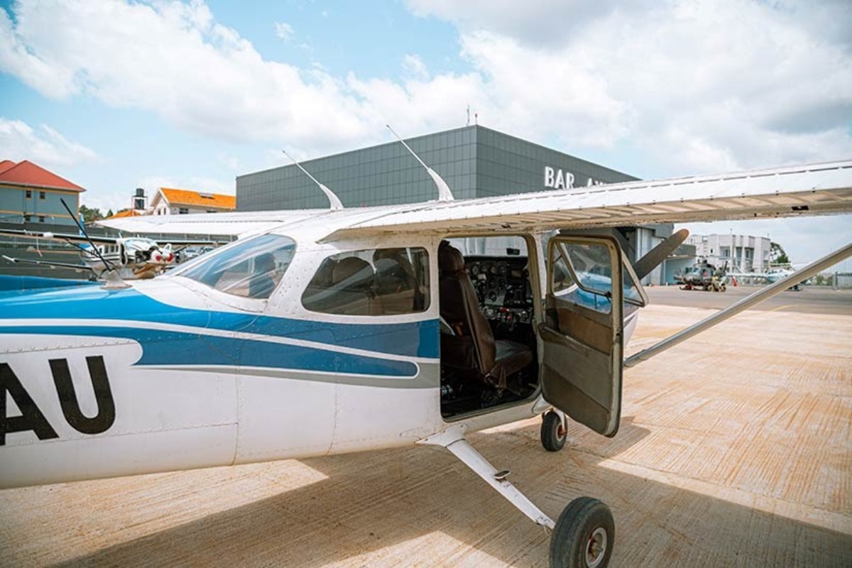 Photograph of the Cessna-C-172 aircraft taken from BAR Aviation in Uganda