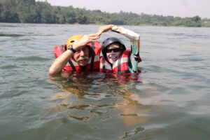 Photograph taken during preparation for a Family White Water Rafting adventure on the Nile River in Jinja, Uganda