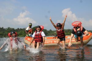 Photograph taken during preparation for a White Water Rafting adventure on the Nile River in Jinja, Uganda