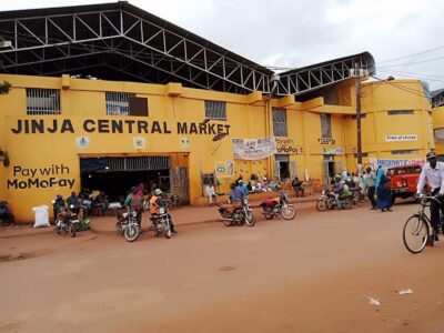 Photograph of the entrance to Jinja Central Market in Jinja, Eastern Uganda taken during a Jinja City tour