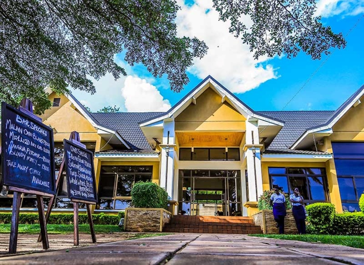 Photograph of the conference hall at the Jinja Sailing Club in Jinja, Uganda