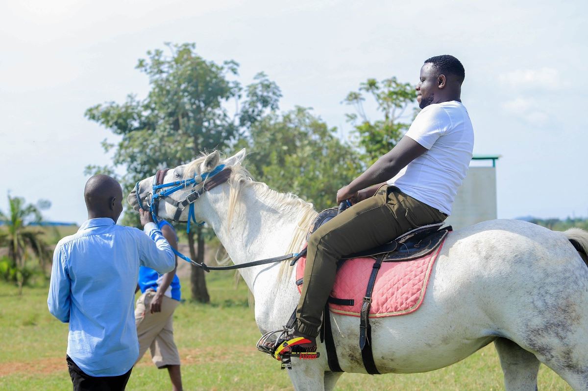 Photograph of a tourist taken during a horseback riding tour in Jinja, Eastern Uganda