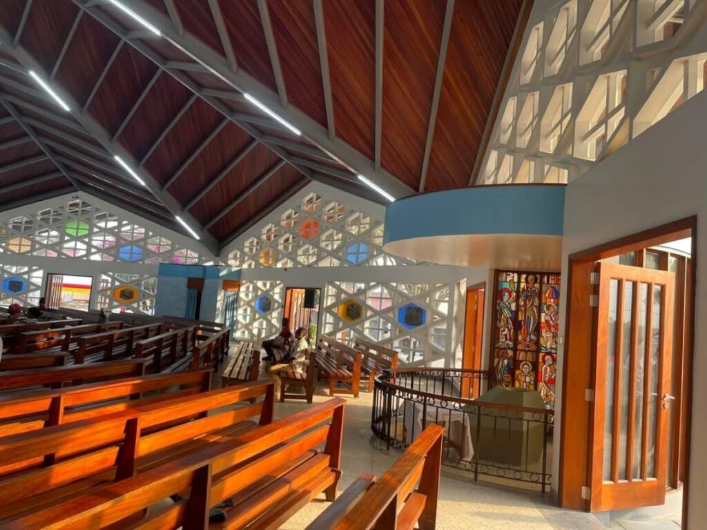 Photograph of interior of the newly Renovated House of God, Our Lady Of the Snows, Virika Cathedral in Kabarole, Fort Portal Catholic Diocese