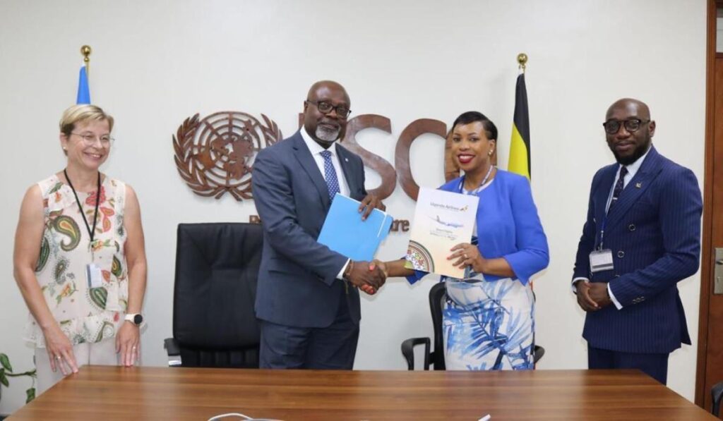 Uganda airlines partners with the UN Regional Service Centre Entebbe (RSCE). This collaboration began two years ago when we received approval from the UN Commercial Air Travel Safety Unit (CATU) to transport UN personnel