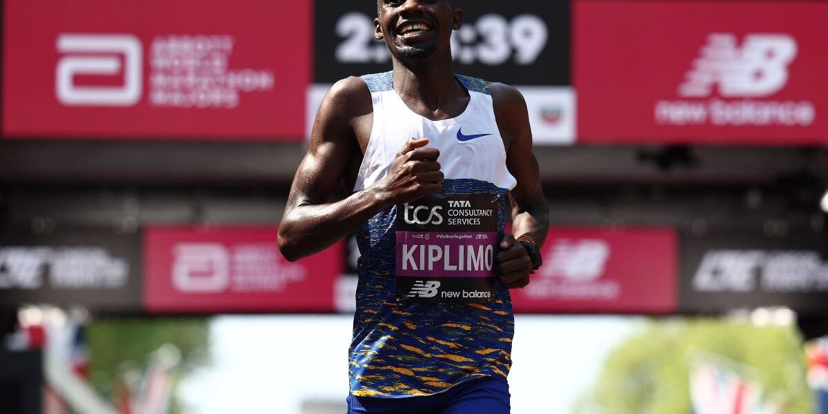 World half-marathon record-holder Jacob Kiplimo from Uganda clocks 2:03:37 to place second at the London Marathon