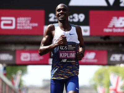 World half-marathon record-holder Jacob Kiplimo from Uganda clocks 2:03:37 to place second at the London Marathon World half-marathon record-holder Jacob Kiplimo from Uganda clocks 2:03:37 to place second at the London Marathon