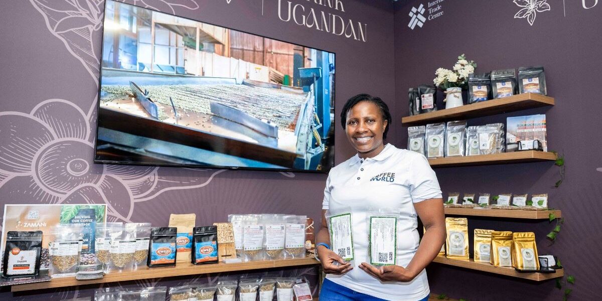 Photograph of a Uganda Coffee exhibitor taken during the 2025 London Coffee Festival in London
