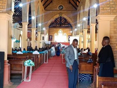 Photograph taken inside the St. Peters Cathedral in Hoima City where the Royal Prayers for His Majesty Omukama Solomon Gafabusa Iguru I took place in preparation for Empango Celebration