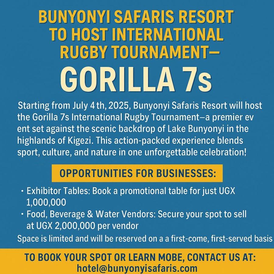 Bunyonyi Safaris Resort, located on the scenic shores of Lake Bunyonyi in Kabale, southwestern Uganda, is gearing up to host the inaugural Gorilla 7s International Rugby Tournament