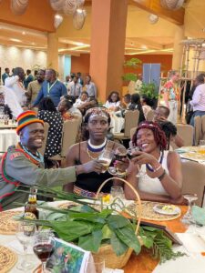 Photograph of the Kara-Tunga Tours team taken during their celebration upon winning the award for being the most sustainable stand - tourism Experience during this year’s POATE 2025 Exhibition