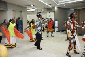 Photograph taken during the captivating performances by the Ndere Troupe during the tourism and investment roadshow in Mersin, Turkey