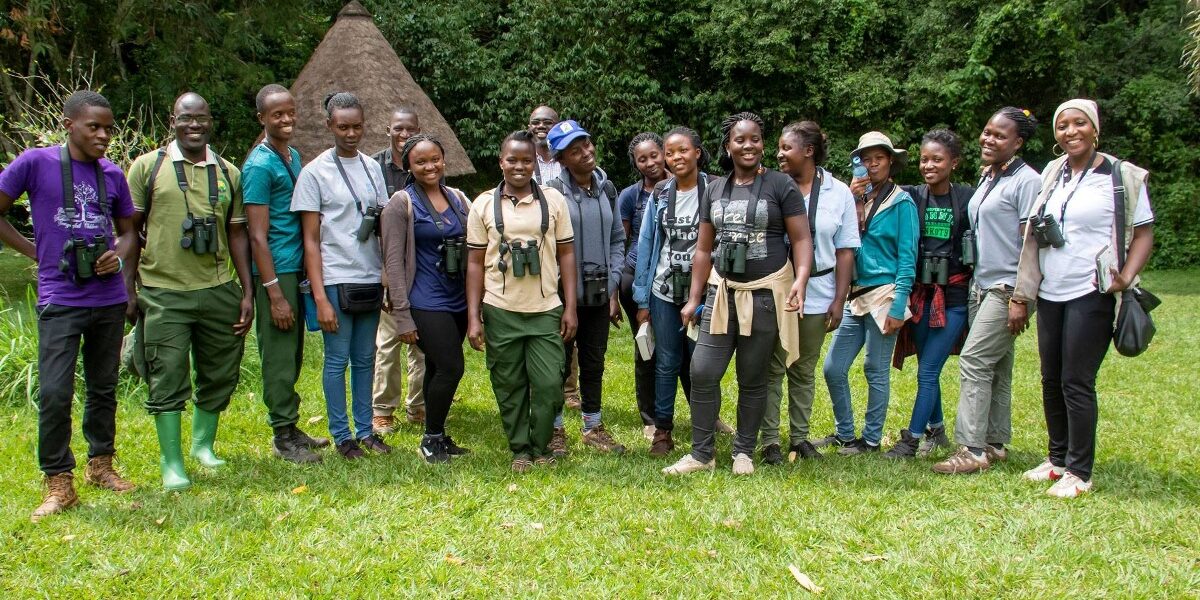 Photograph of the youth birders taken during a birdwatching tour in the Albertine Rift Region of Uganda