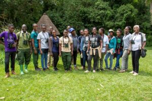 Photograph of the youth birders taken during a birdwatching tour in the Albertine Rift Region of Uganda