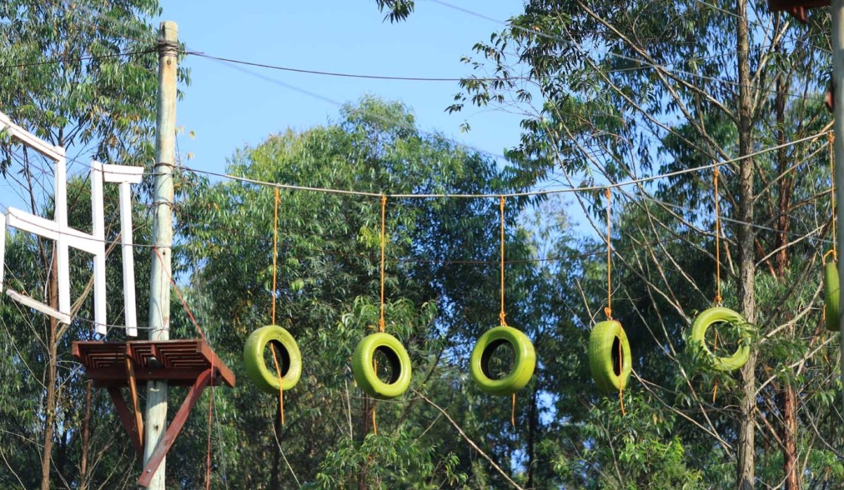 Photograph showing the Ropes Course at Theron Leisure Park and Residences in Wakiso, Uganda