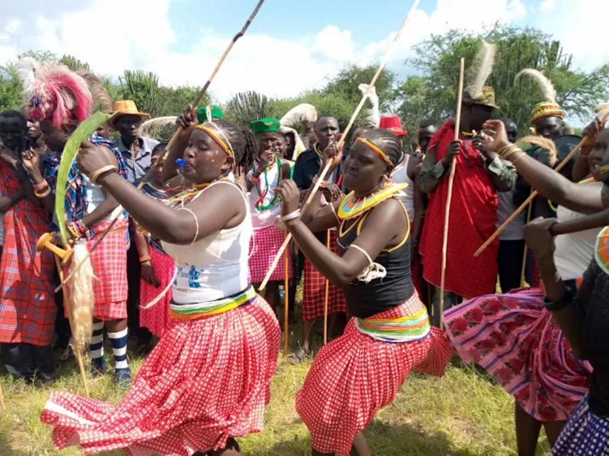 Photograph taken during a cultural dance ceremony in Kotido, Eastern Uganda