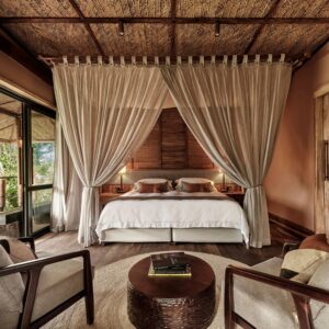 Photograph showing bedroom setting at the Gorilla Forest Lodge in Bwindi Impenetrable National Park in South Western Uganda
