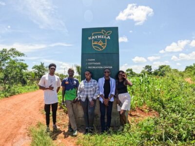 Photograph of tourists taken during a farm tour at Kaynela Farms in Kayunga, Uganda