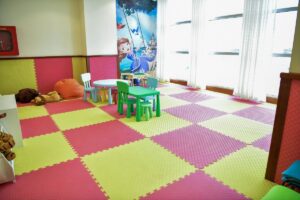 Photograph of the kid's area taken from the new Karibuni Business Lounge at Entebbe International Airport in Entebbe, Uganda