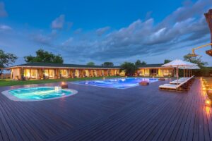 Photograph showing the property exterior of Entikko Safari Lodge in Murchison Falls National Park in Uganda North Western Region