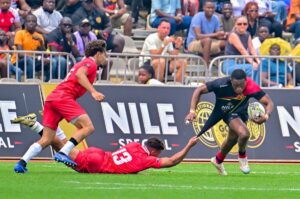 Photograph taken during the Rugby Africa Cup 2025 tournament at the Mandela National Stadium in Namboole, Uganda