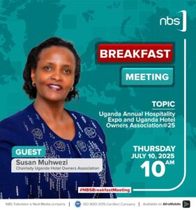 The Uganda Hotel Owners Association (UHOA) marked a significant milestone yesterday with a live breakfast meeting broadcast on NBS Television, spotlighting its 25th anniversary and the upcoming Annual Hospitality Expo.