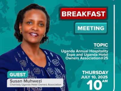 The Uganda Hotel Owners Association (UHOA) marked a significant milestone yesterday with a live breakfast meeting broadcast on NBS Television, spotlighting its 25th anniversary and the upcoming Annual Hospitality Expo.