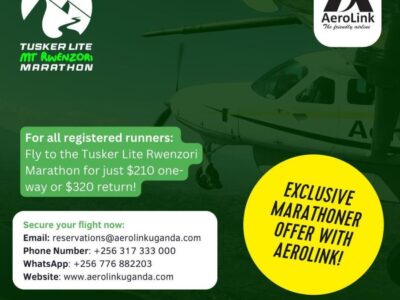 Aerolink Uganda recently announced an exclusive flight offer that promises Rwenzori Marathon runners to secure flights to the marathon starting line for just $210 one-way or $320 return, a deal crafted to attract participants and visitors alike