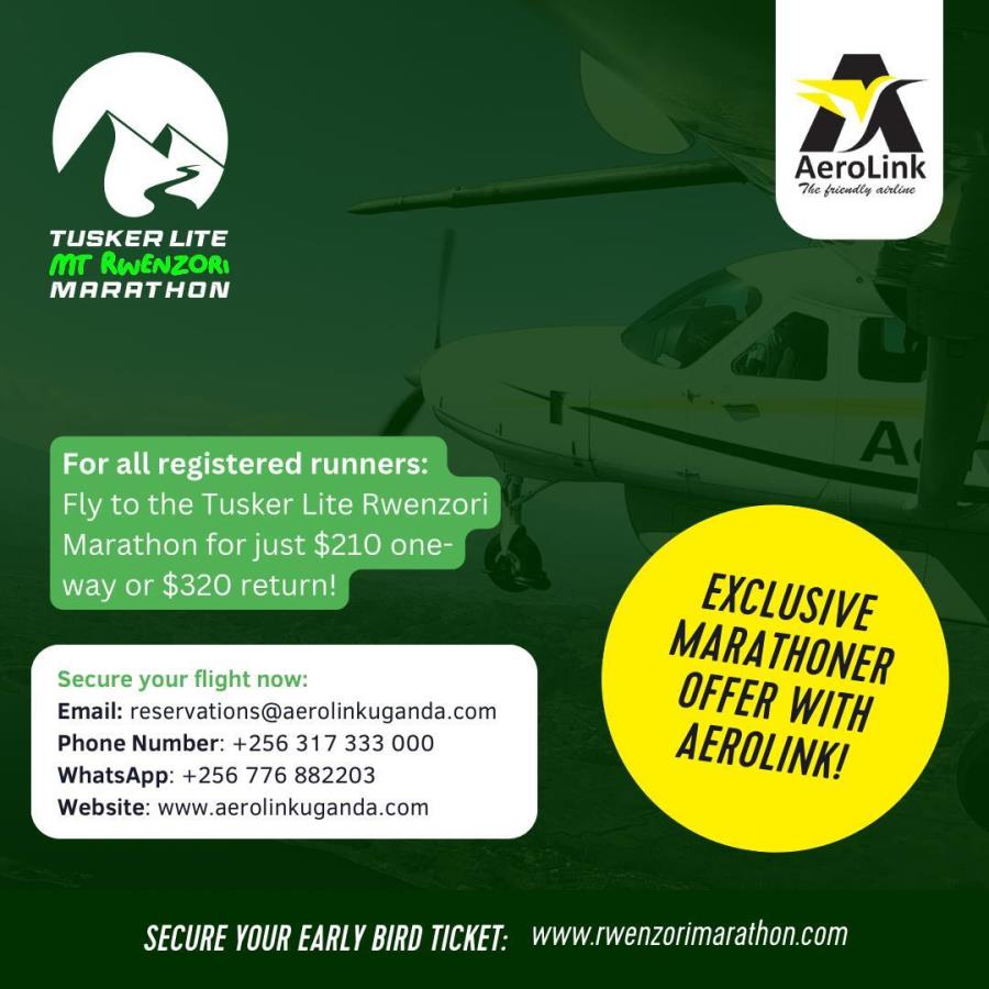 Aerolink Uganda recently announced an exclusive flight offer that promises Rwenzori Marathon runners to secure flights to the marathon starting line for just $210 one-way or $320 return, a deal crafted to attract participants and visitors alike