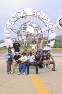 Photograph of Turkish Influencers and their guides at the Uganda Equator taken during their Epic 9-Day Tour in Uganda