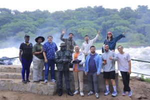 Photograph of Turkish Influencers and their guides at the Murchison Falls in Murchison Falls National Park taken during their Epic 9-Day Tour in Uganda