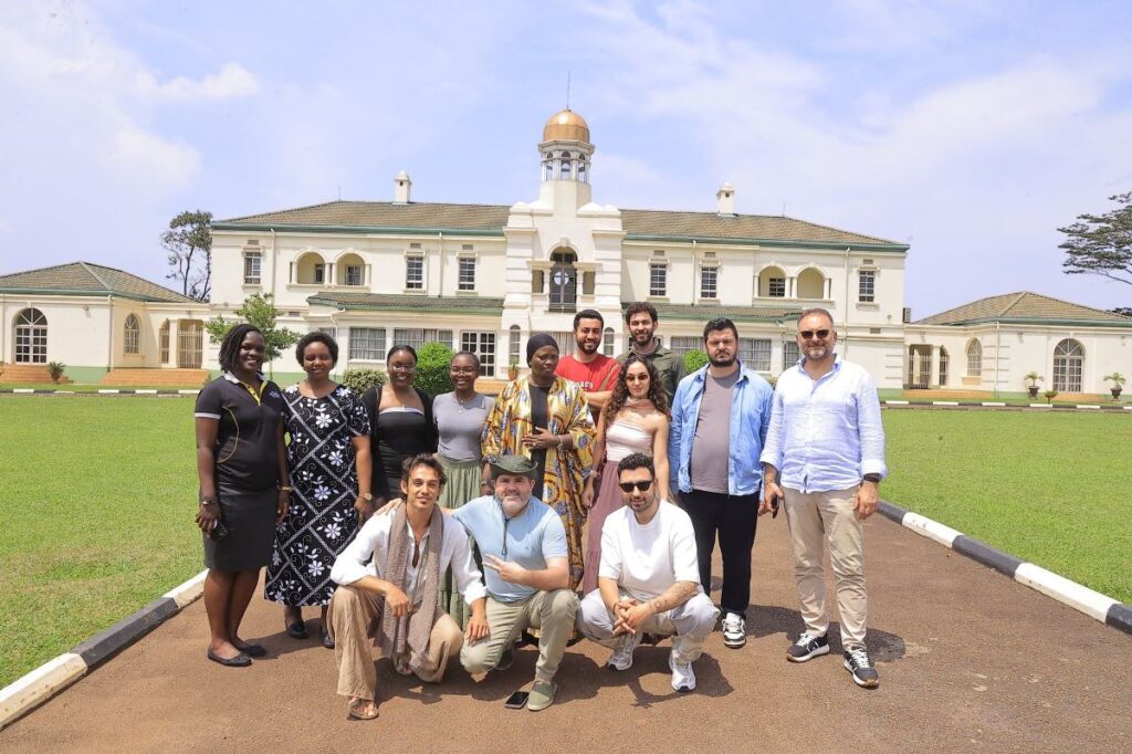 Photograph of Turkish Influencers and their guides at the Kabaka's Palace in Mengo, Kampala taken during their Epic 9-Day Tour in Uganda