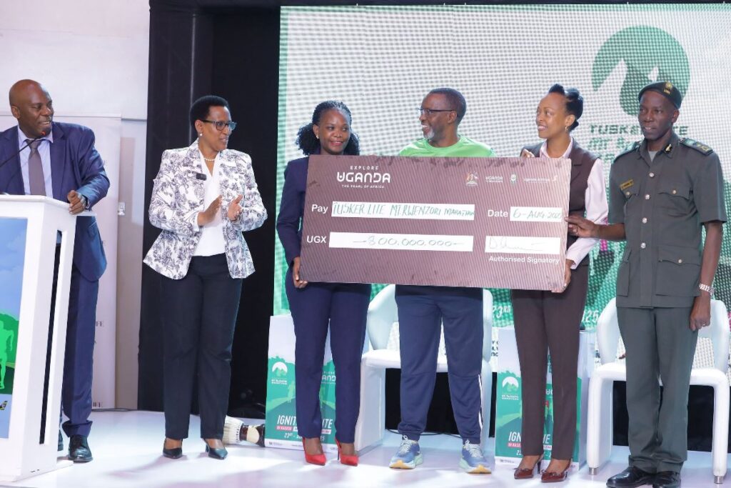 Photograph taken during the official launch of the Tuskerlite Rwenzori Marathon at Fairway Boutique Hotel in Kampala, Uganda