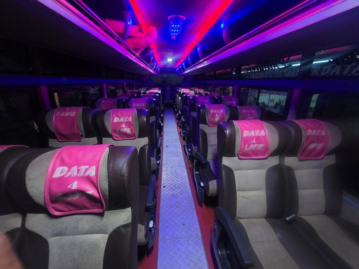 Photograph showing the interior of the Dataliner Bus