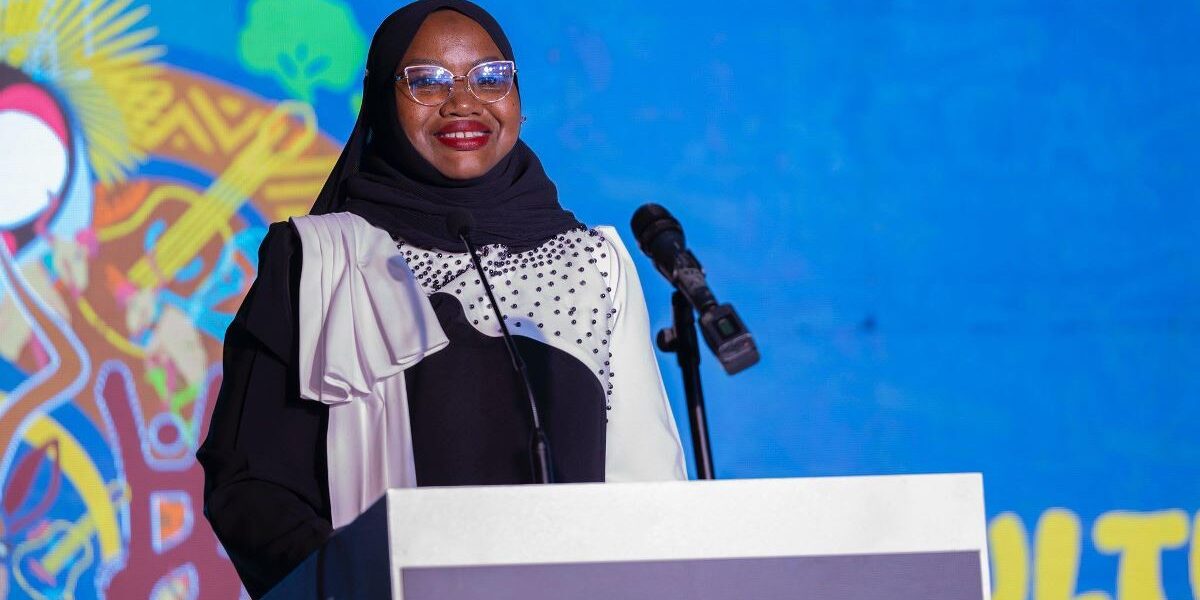 Photograph of Hajjat Sharifah Buzeki, the Executive Director of KCCA Uganda, taken during the official launch of the Kampala City Festival 2025