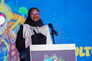 Photograph of Hajjat Sharifah Buzeki, the Executive Director of KCCA Uganda, taken during the official launch of the Kampala City Festival 2025