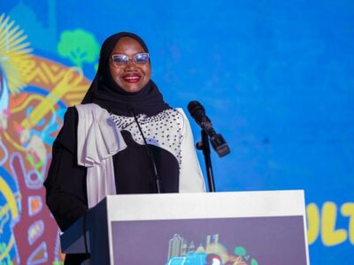 Photograph of Hajjat Sharifah Buzeki, the Executive Director of KCCA Uganda, taken during the official launch of the Kampala City Festival 2025